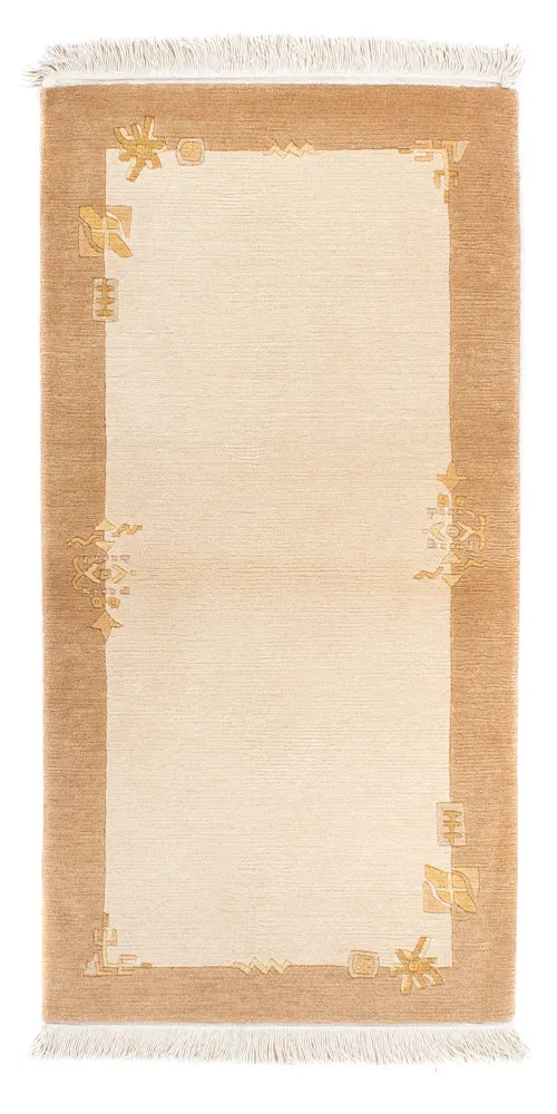 Nepal Teppich 72x141cm - Wollteppich - beige
