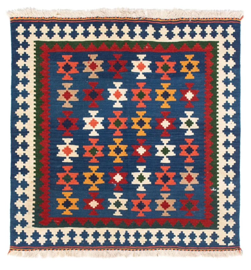 Kelim Fars Teppich 100x103cm - dunkelblau