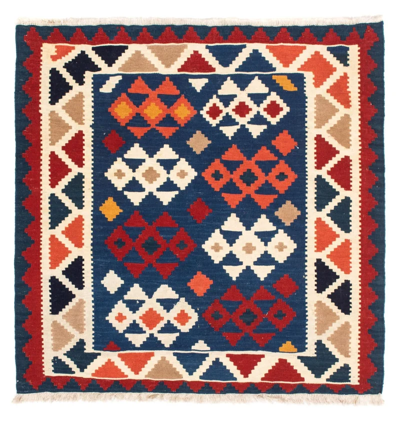 Kelim Fars Teppich 100x103cm - dunkelblau