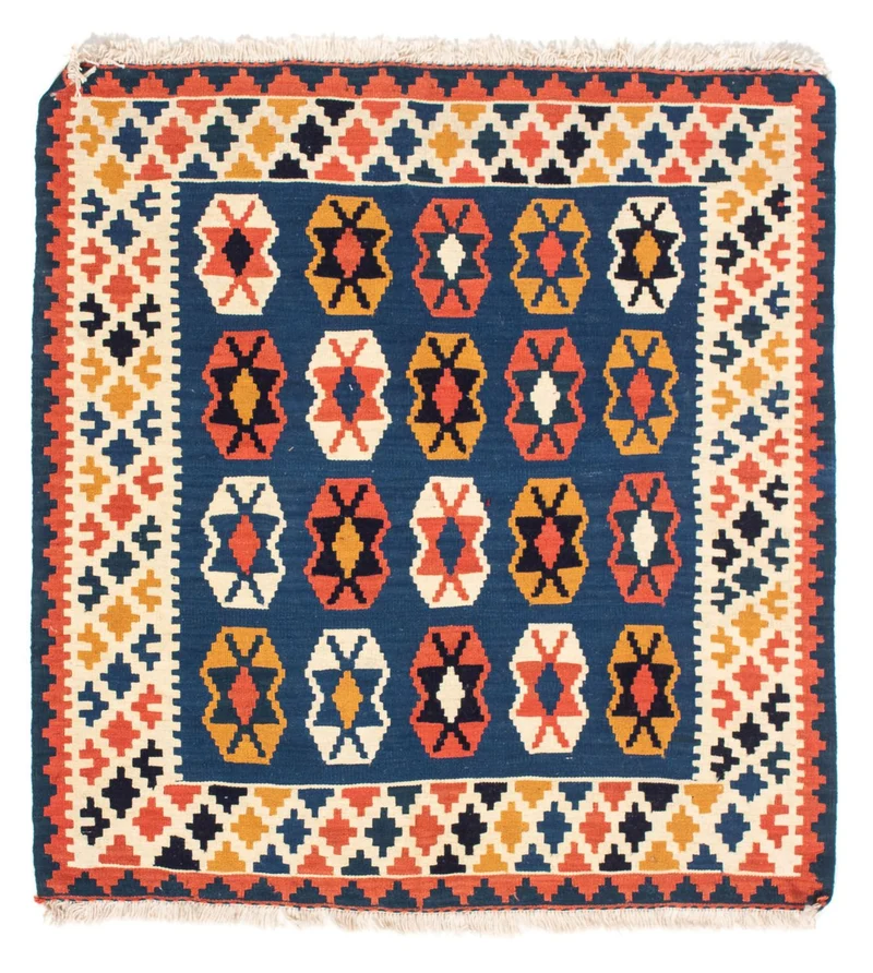 Kelim Fars Teppich 100x103cm - dunkelblau