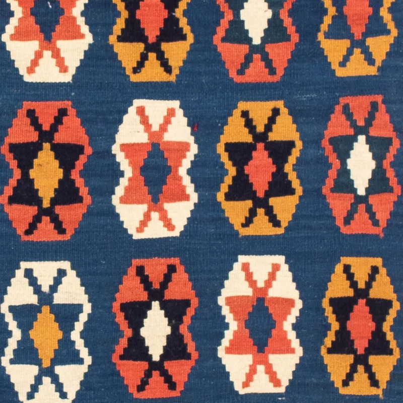 Kelim Fars Teppich 100x103cm - dunkelblau