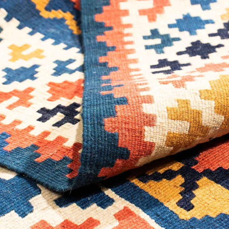 Kelim Fars Teppich 100x103cm - dunkelblau