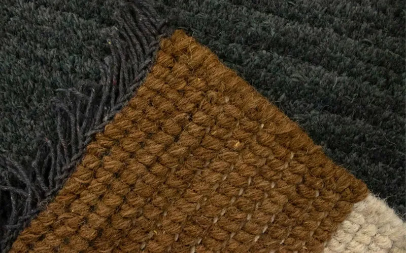 Nepal Teppich 70x140cm - Wollteppich - grau