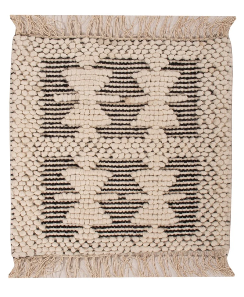 Wollteppich 46x49cm - schwarz-weiß