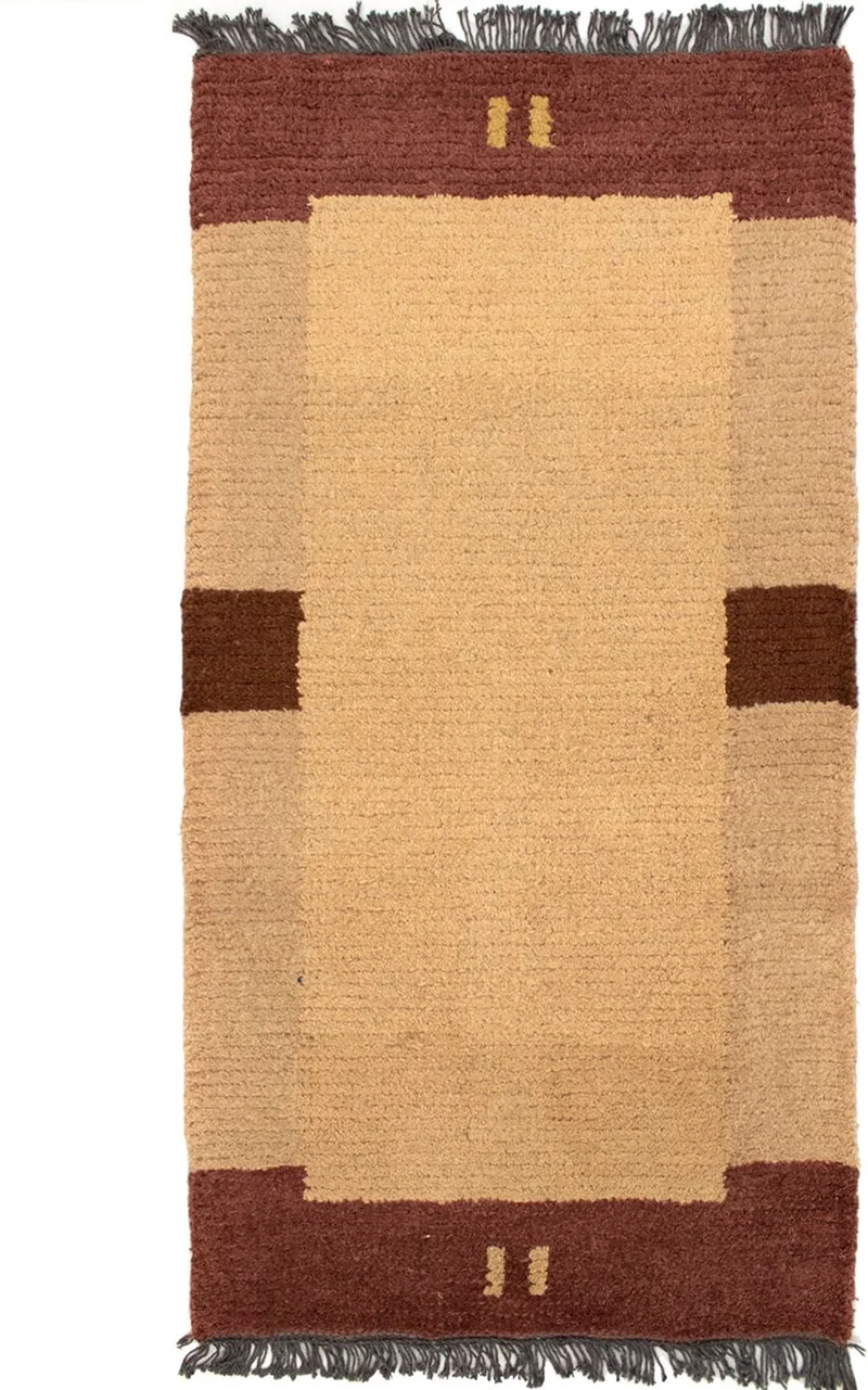 Nepal Teppich 70x140cm - Wollteppich - hellbraun