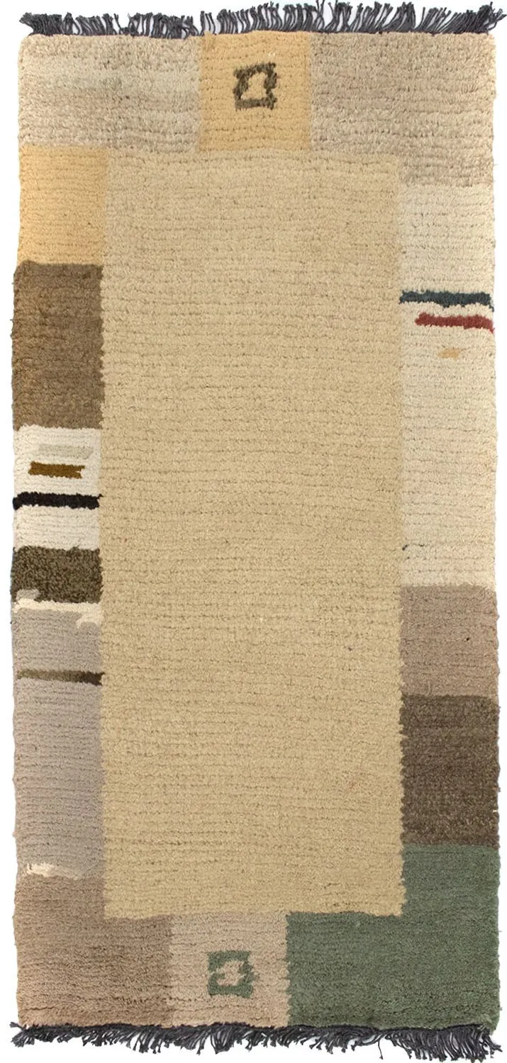 Nepal Teppich 70x140cm - Wollteppich - hellbraun