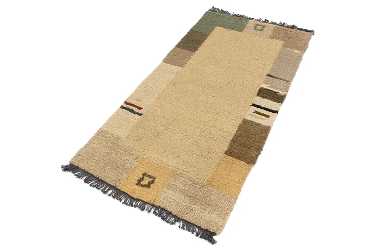 Nepal Teppich 70x140cm - Wollteppich - hellbraun