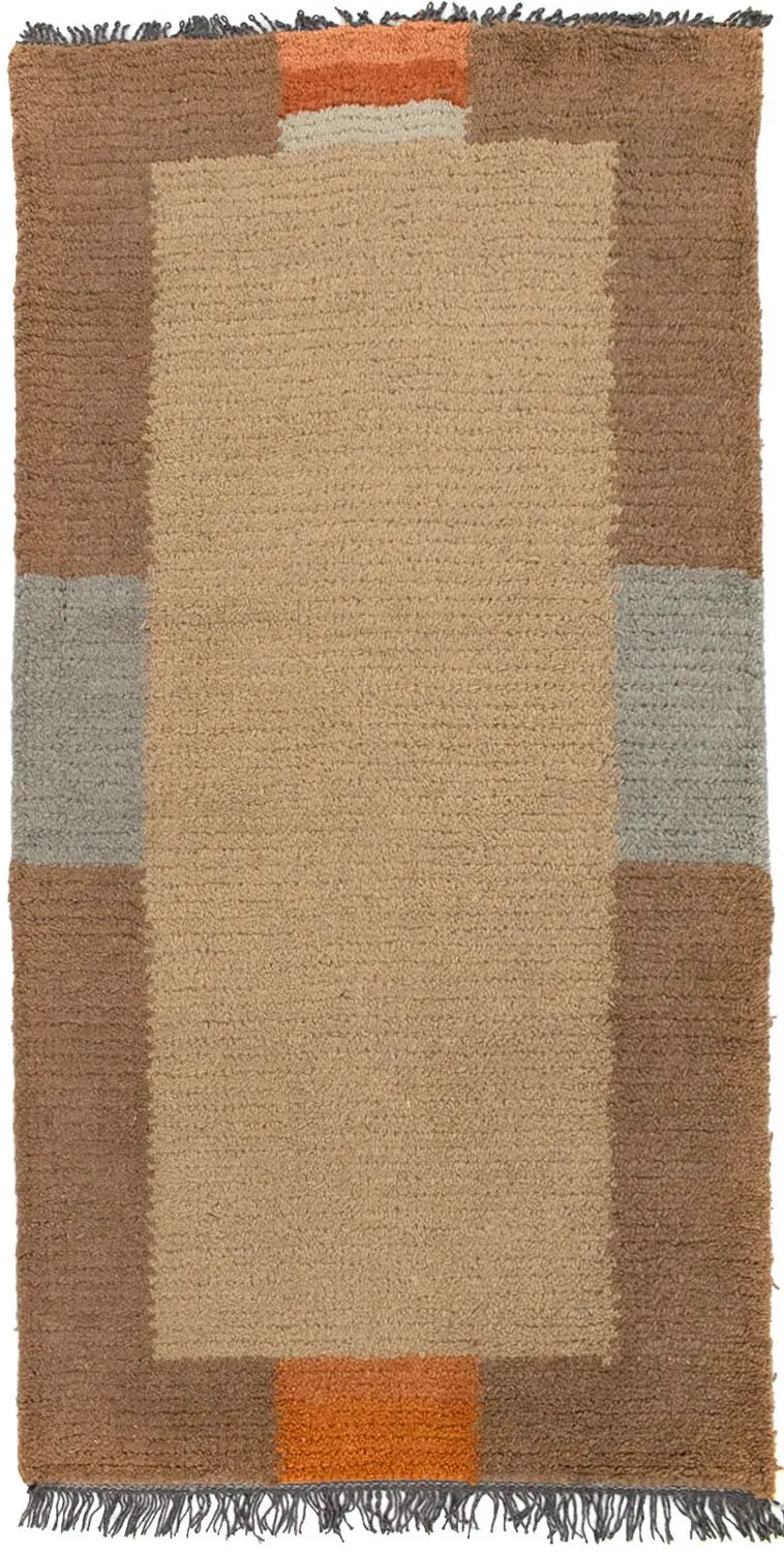 Nepal Teppich 70 x 140 cm - hellbraun
