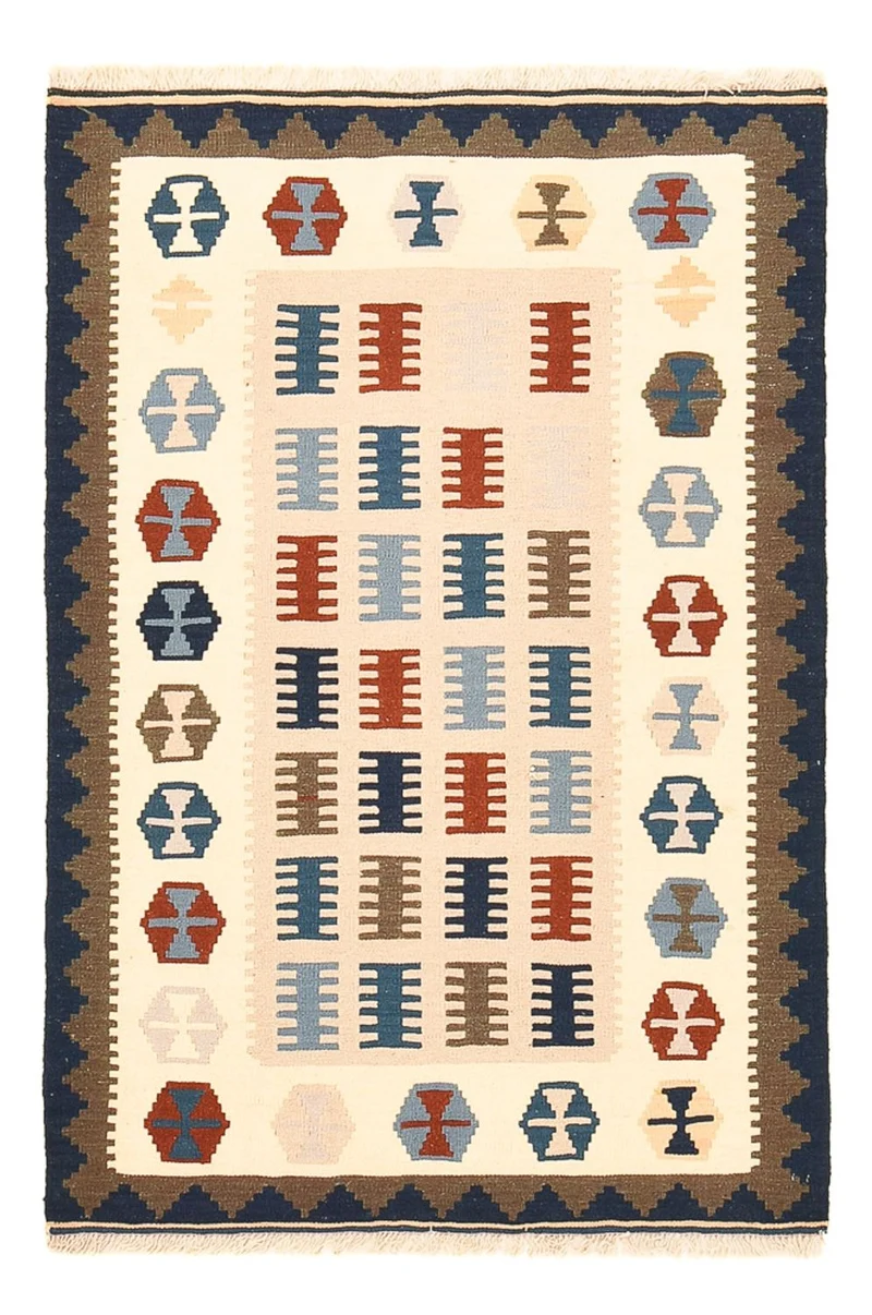 Kelim Fars Teppich 98x150cm - mehrfarbig