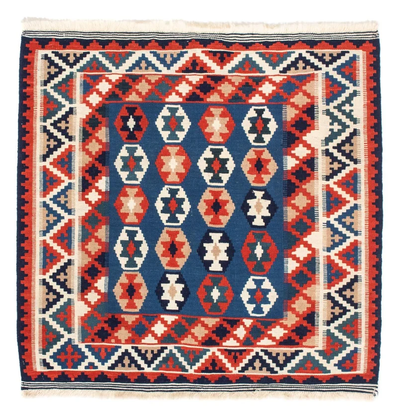 Kelim Fars Teppich 100x103cm - dunkelblau