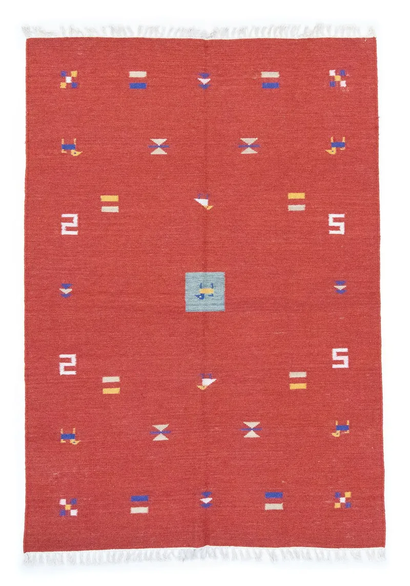 Kelim Modern Teppich 140x200cm - rot