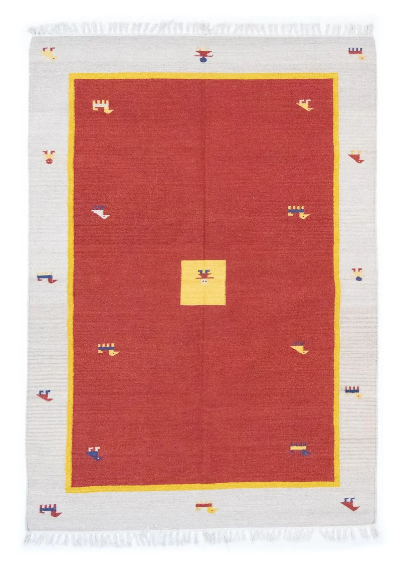 Kelim Modern Teppich 140x200cm - rot