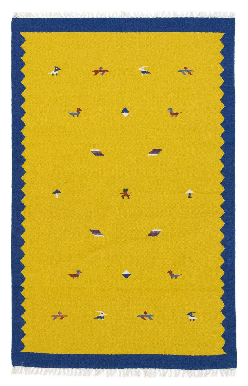Kelim Modern Teppich 120x180cm - gelb
