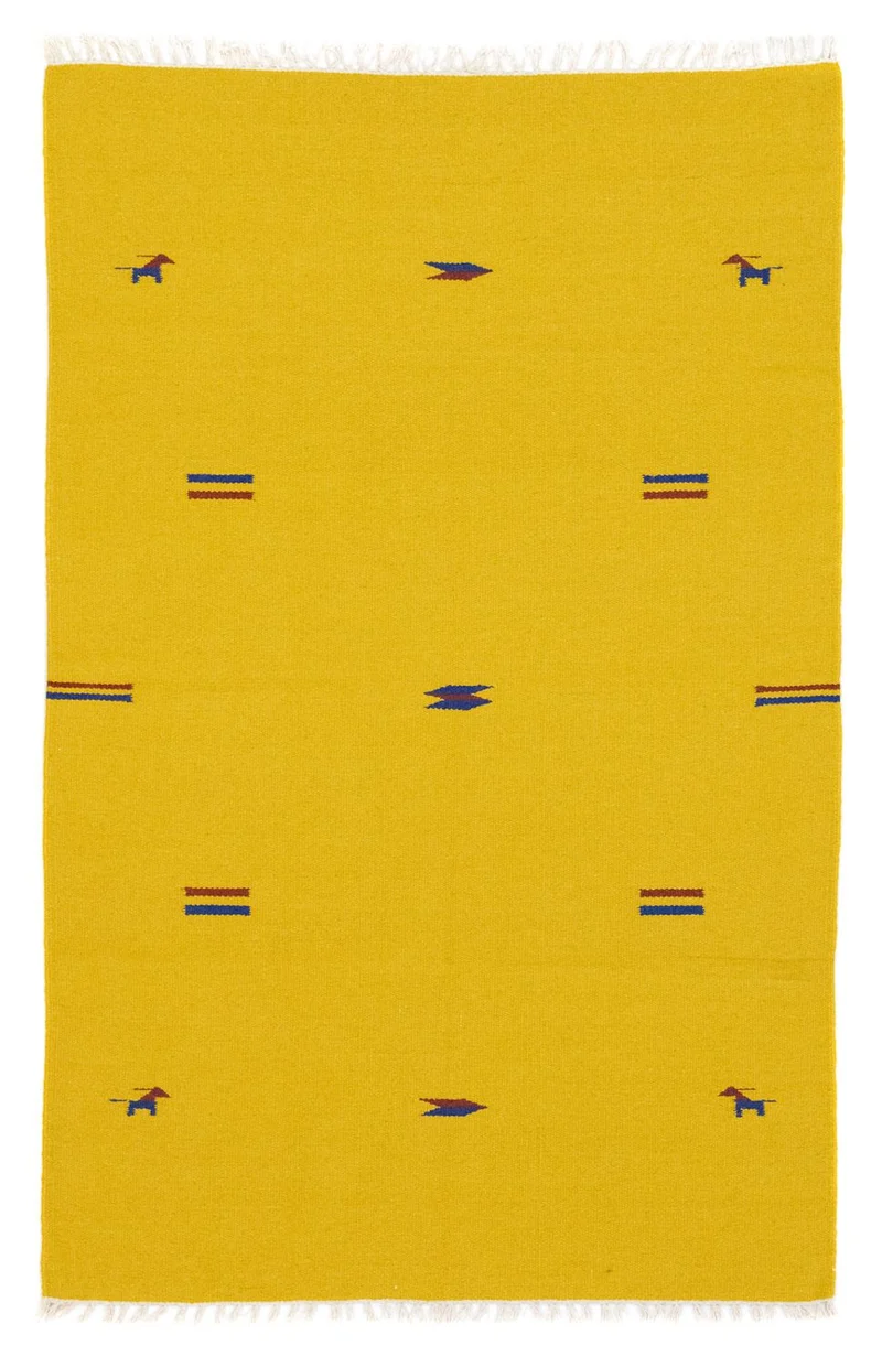 Kelim Modern Teppich 120x180cm - gelb
