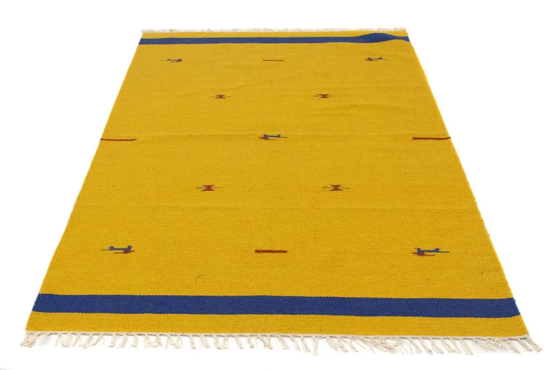 Kelim Modern Teppich 120x180cm - gelb
