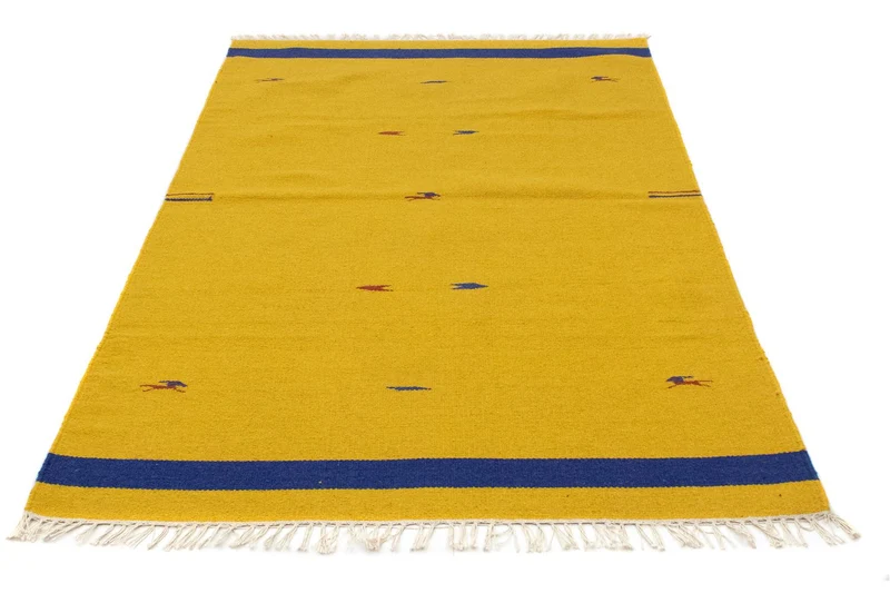 Kelim Modern Teppich 120x180cm - gelb