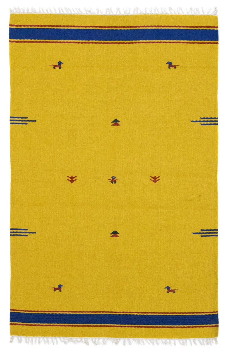 Kelim Modern Teppich 120x180cm - gelb
