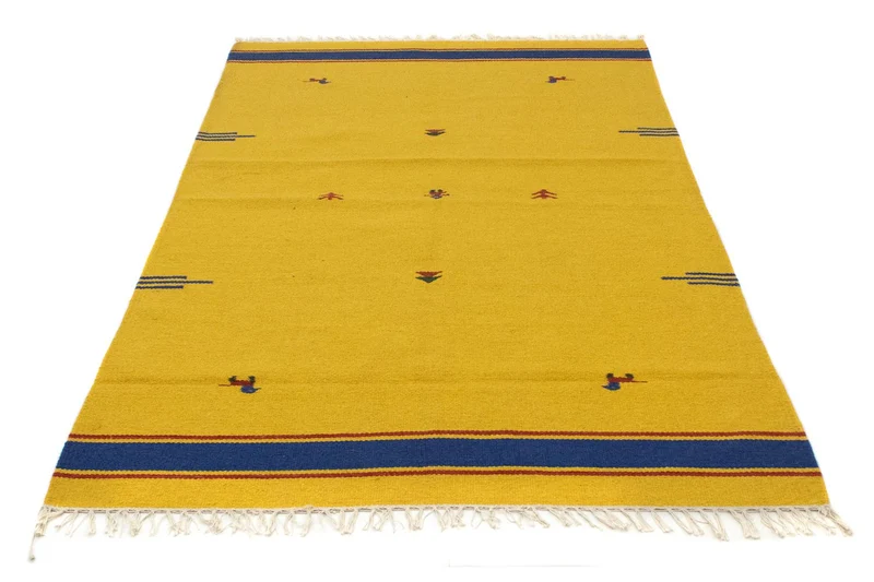 Kelim Modern Teppich 120x180cm - gelb