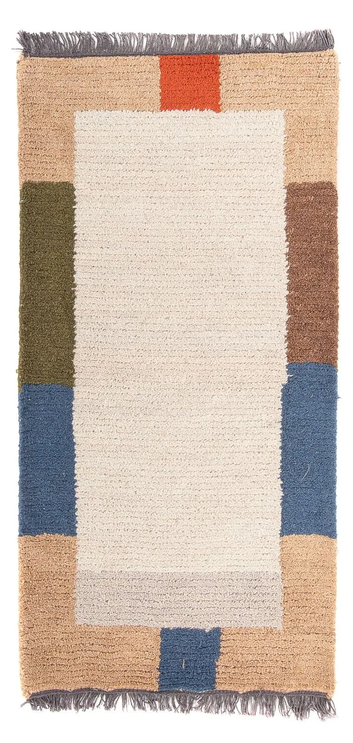Nepal Teppich 70x140cm - Wollteppich - beige