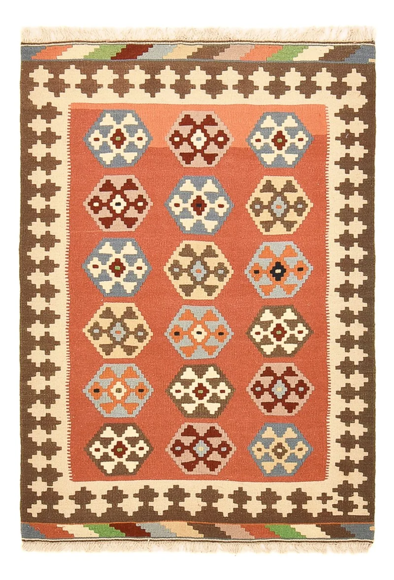 Kelim Fars Teppich 100x146cm - mehrfarbig
