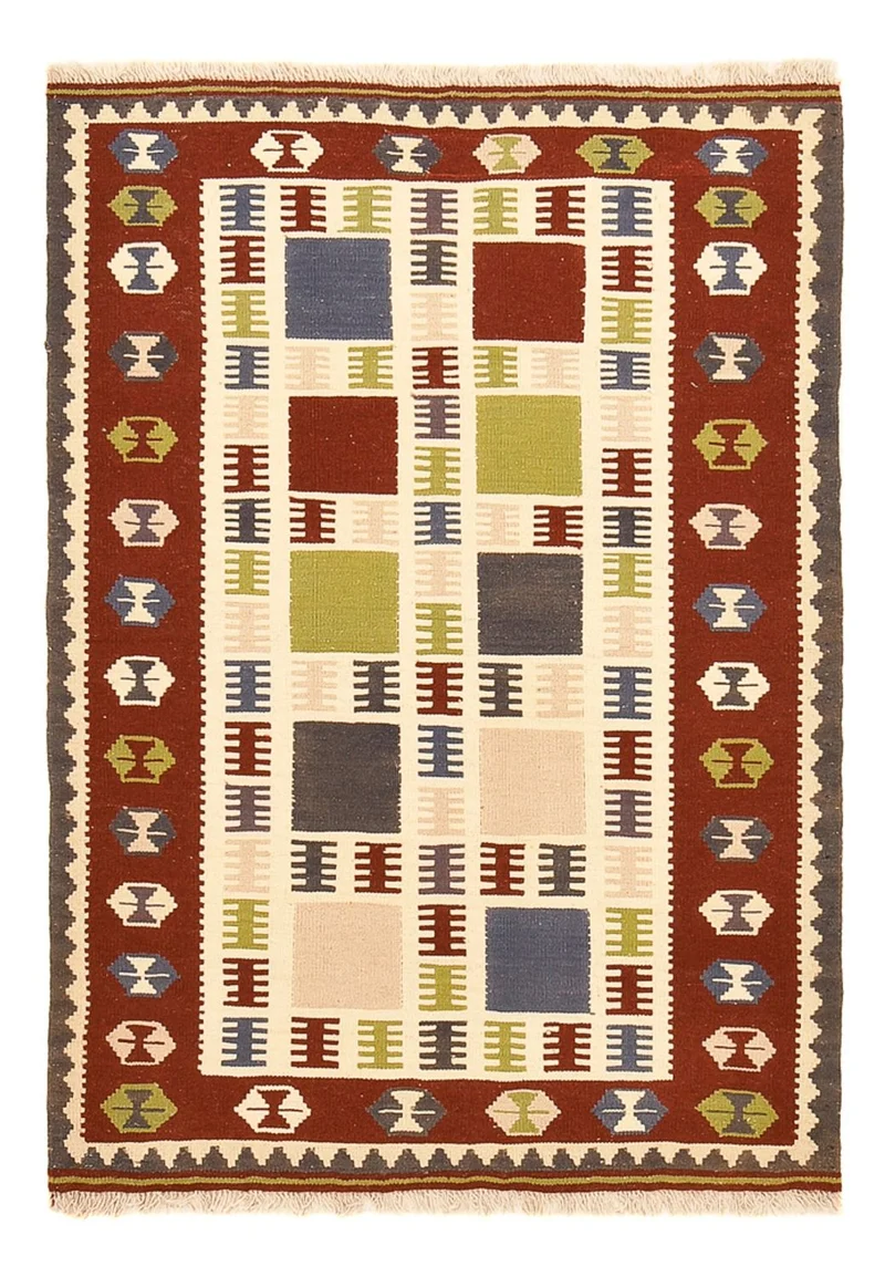 Kelim Fars Teppich 102x146cm - mehrfarbig
