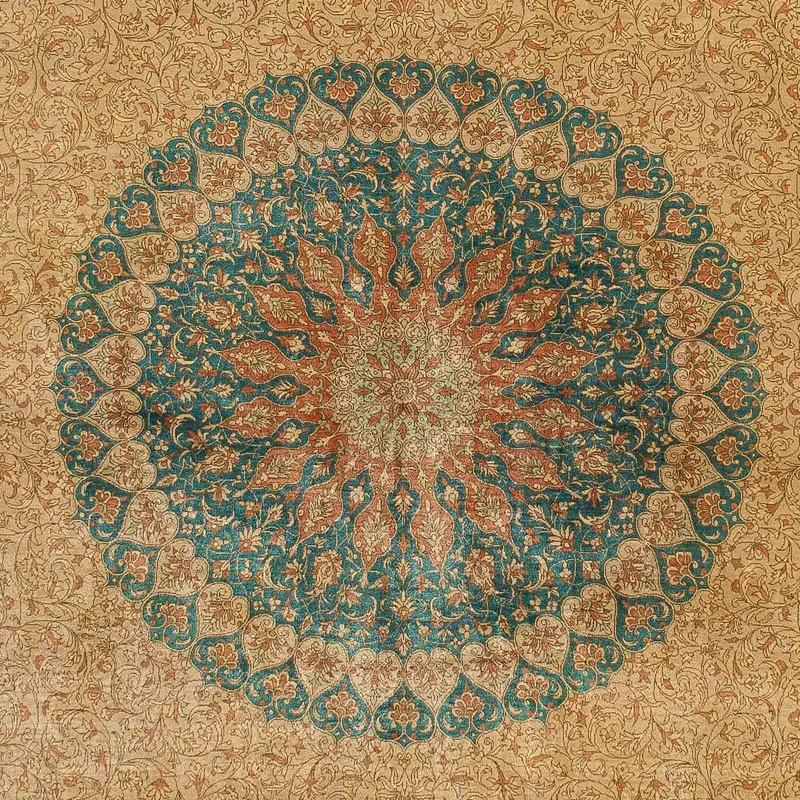 Seidenteppich - Ghom Seide - Premium 130 x 188 cm Teppichbrücke - beige