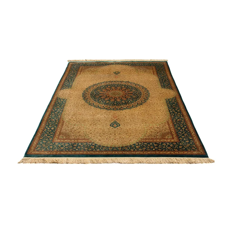 Seidenteppich - Ghom Seide - Premium 130 x 188 cm Teppichbrücke - beige