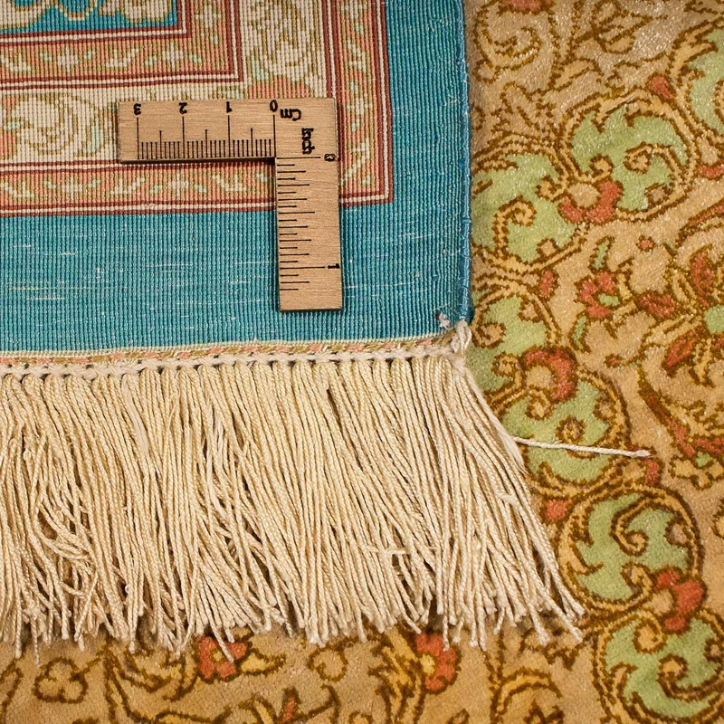 Seidenteppich - Ghom Seide - Premium 130 x 188 cm Teppichbrücke - beige
