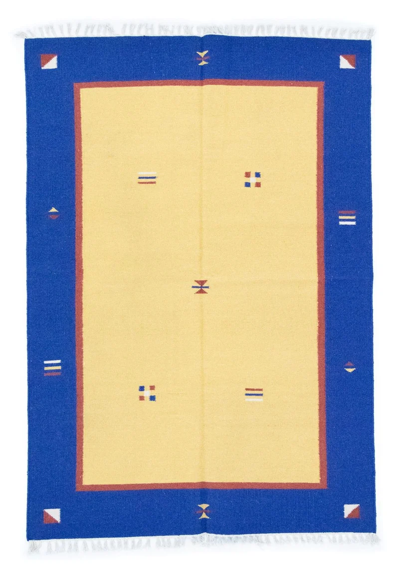 Kelim Modern Teppich 140x200cm - gelb