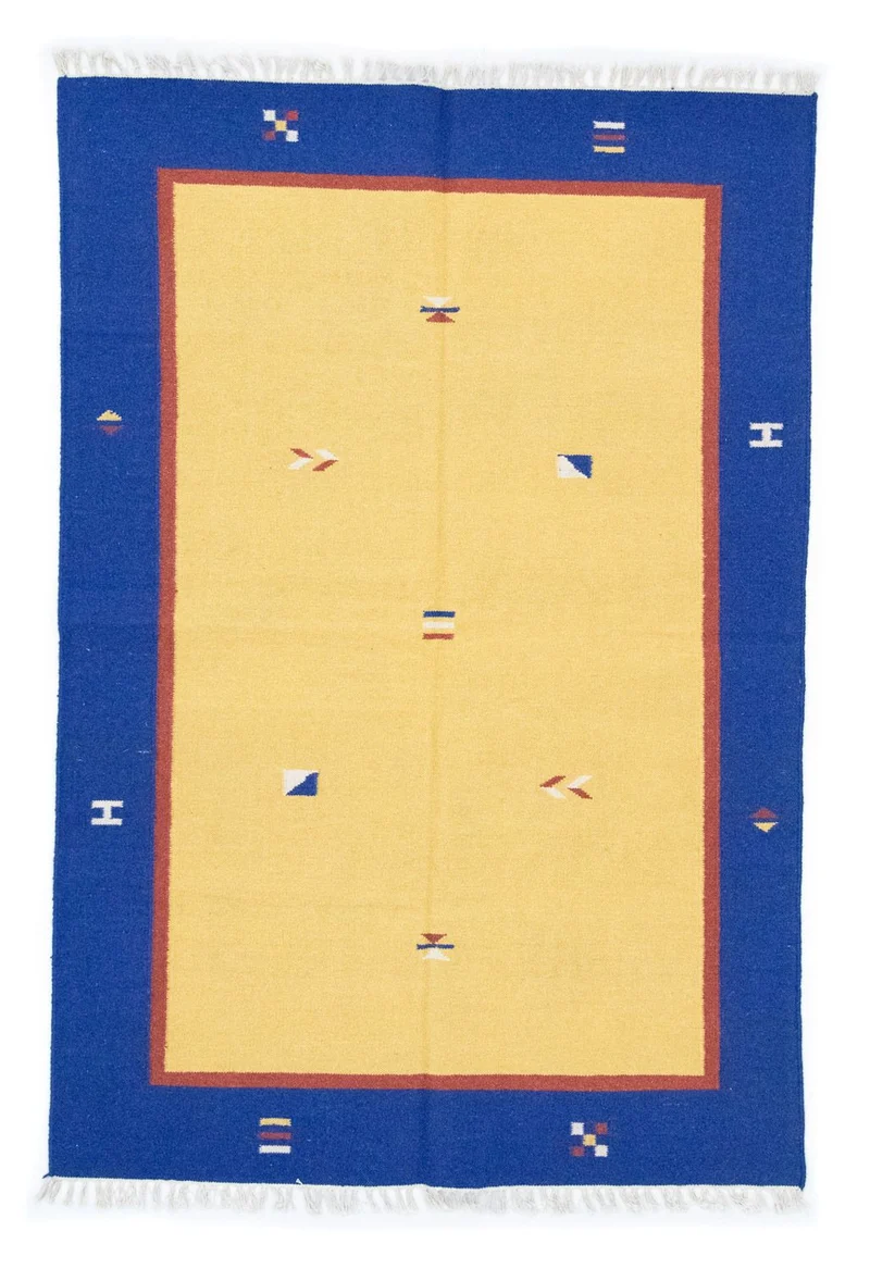 Kelim Modern Teppich 140x200cm - gelb