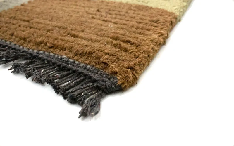 Nepal Teppich 70x140cm - Wollteppich - grau