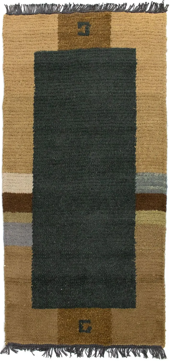 Nepal Teppich 70x140cm - Wollteppich - blau
