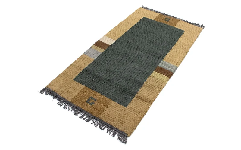 Nepal Teppich 70x140cm - Wollteppich - blau