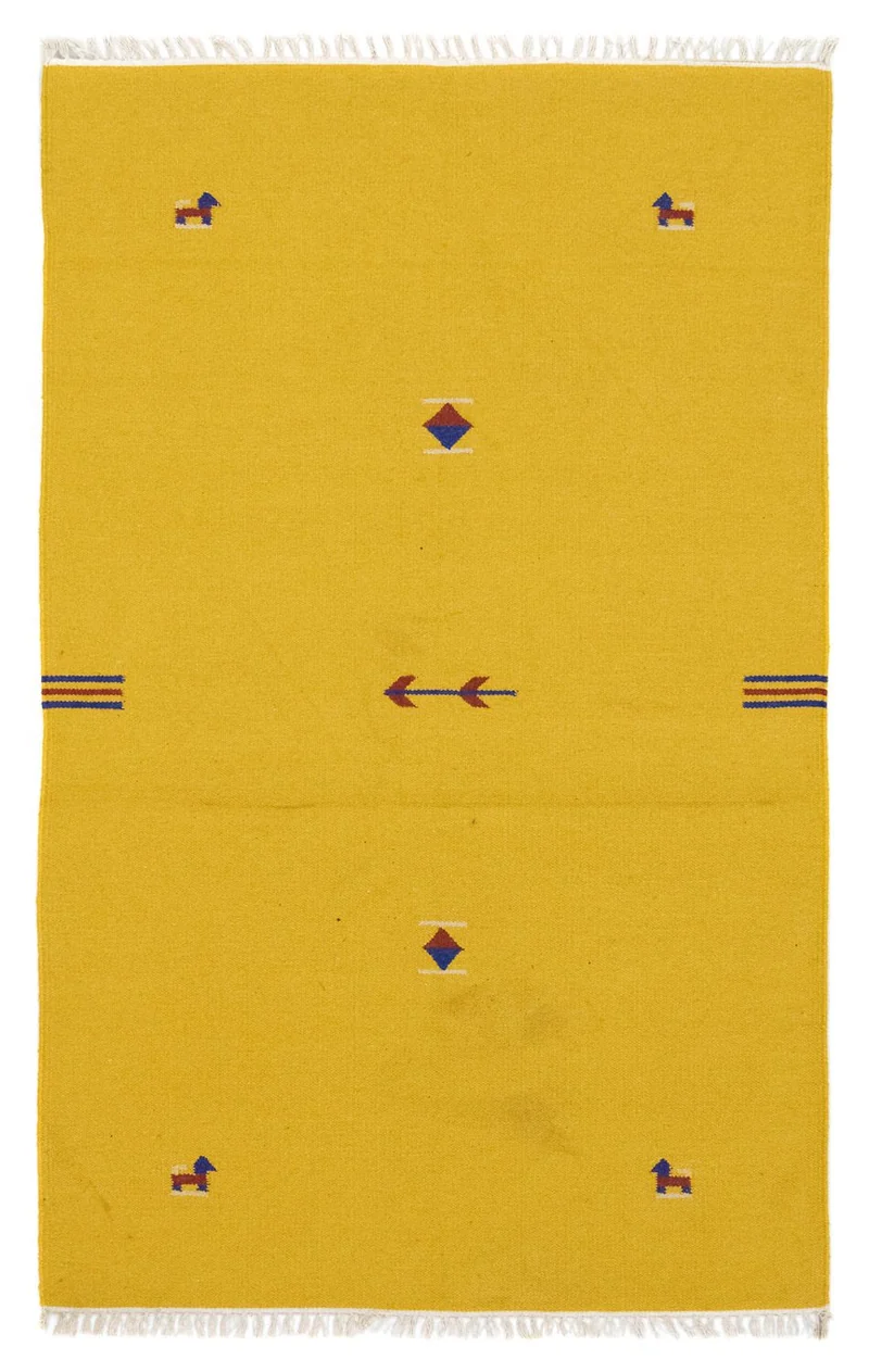Kelim Modern Teppich 120x180cm - gelb