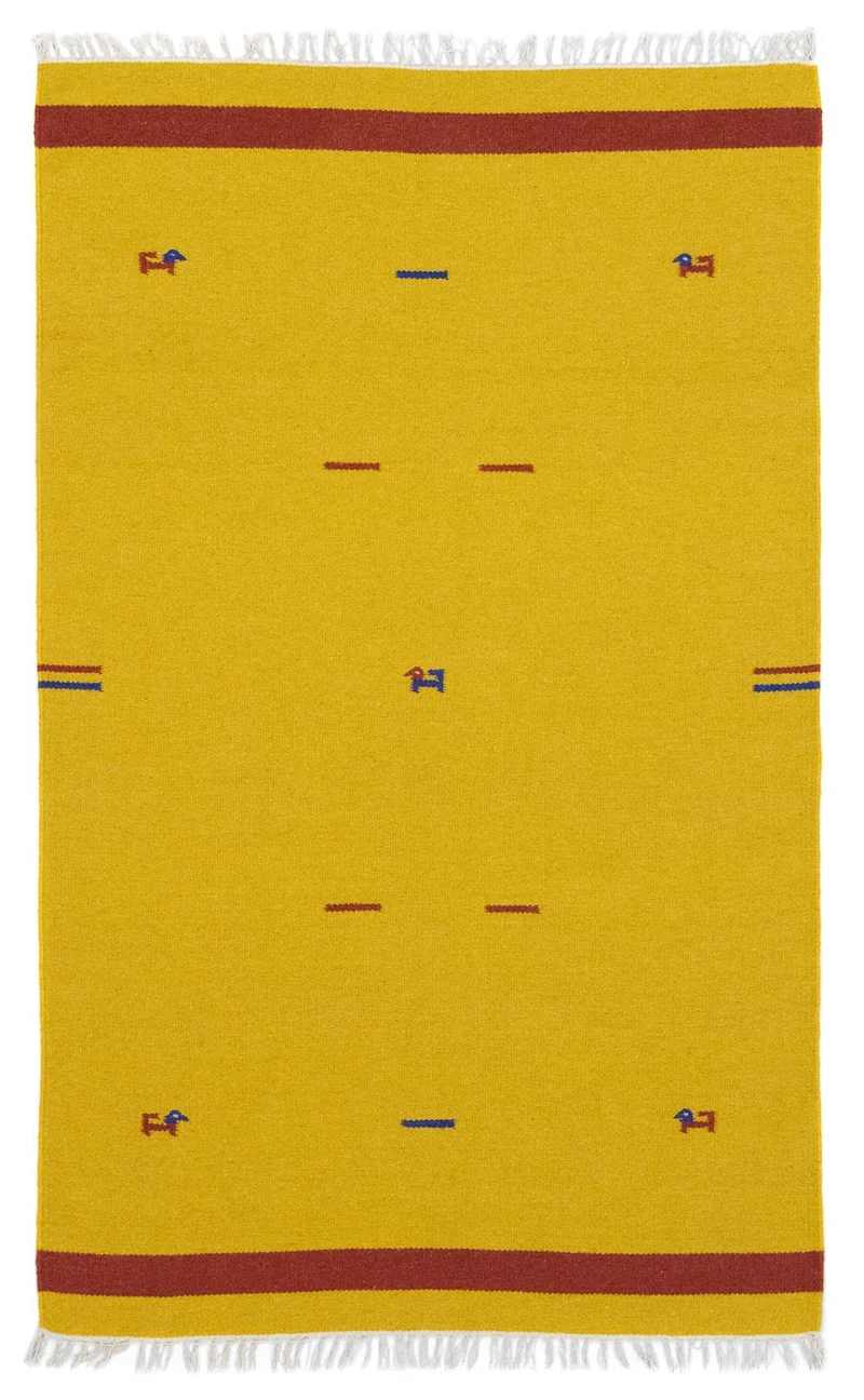 Kelim Modern Teppich 120x180cm - gelb