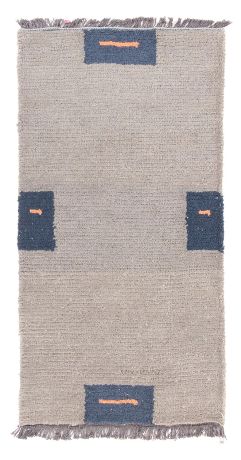 Nepal Teppich 70x140cm - Wollteppich - grau