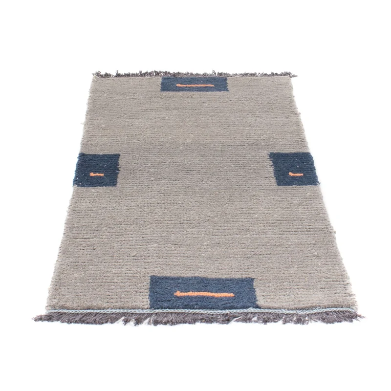Nepal Teppich 70x140cm - Wollteppich - grau