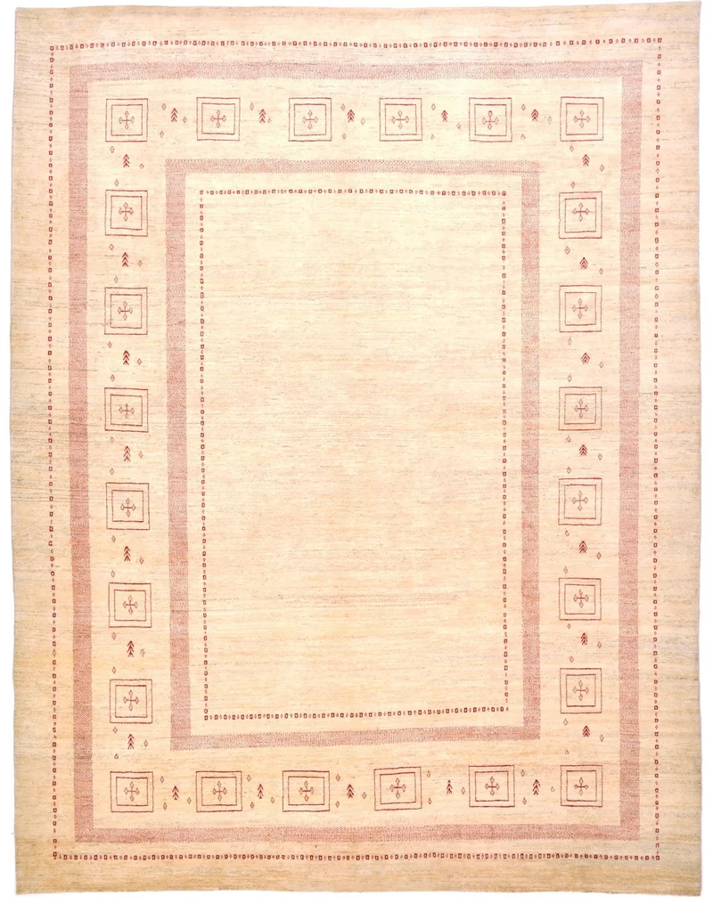 Gabbeh Teppich - Loribaft Perser 309 x 417 cm - beige