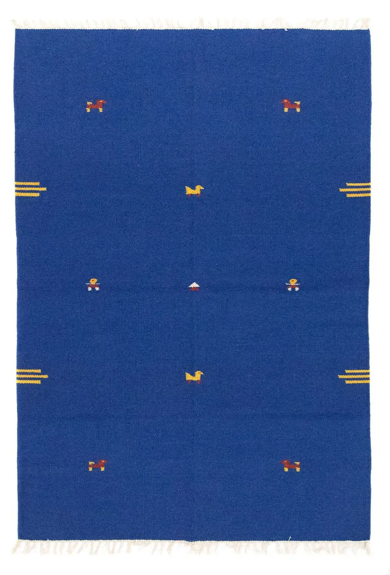 Kelim Modern Teppich 120x180cm - blau