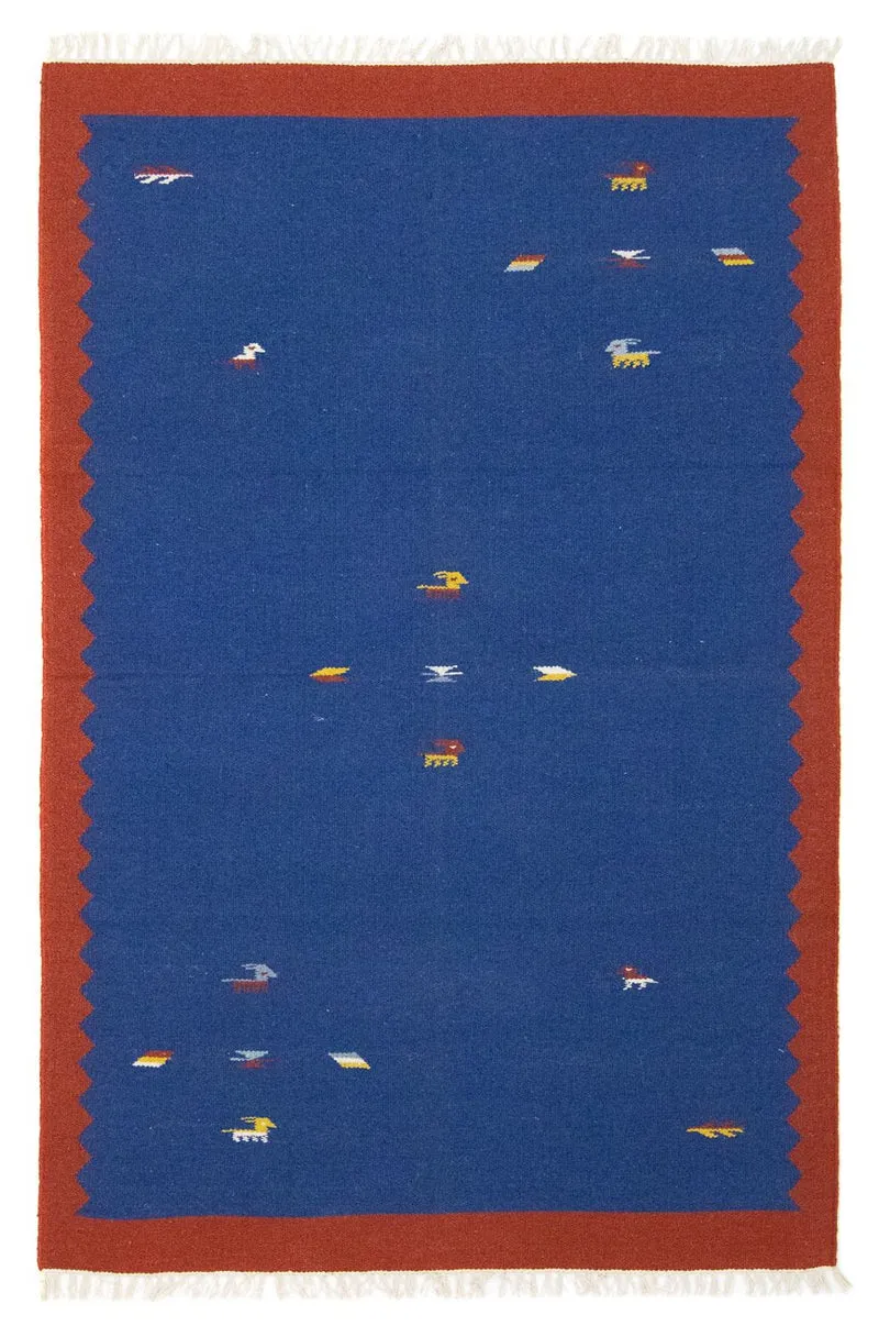 Kelim Teppich - Trendy 120 x 180 cm - blau