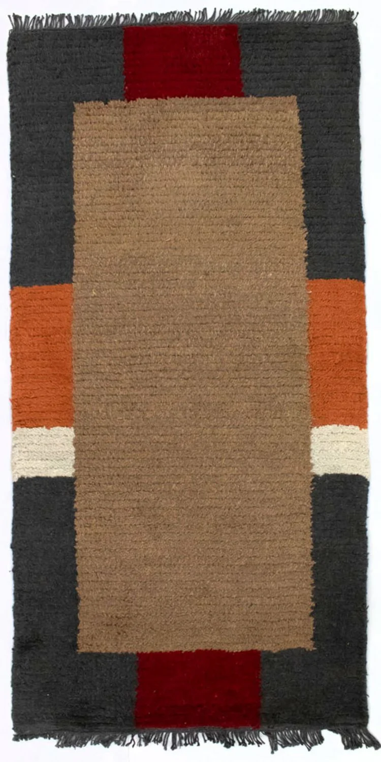 Nepal Teppich 70x140cm - Wollteppich - braun