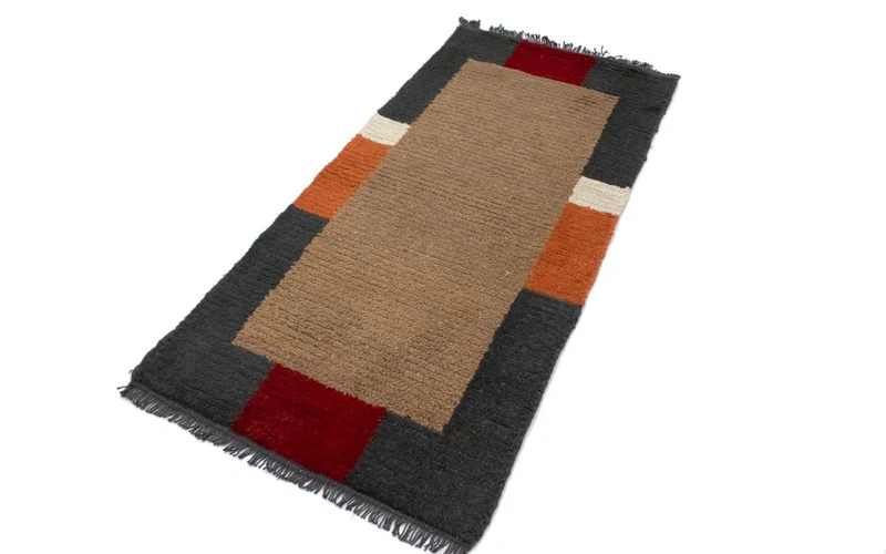 Nepal Teppich 70x140cm - Wollteppich - braun
