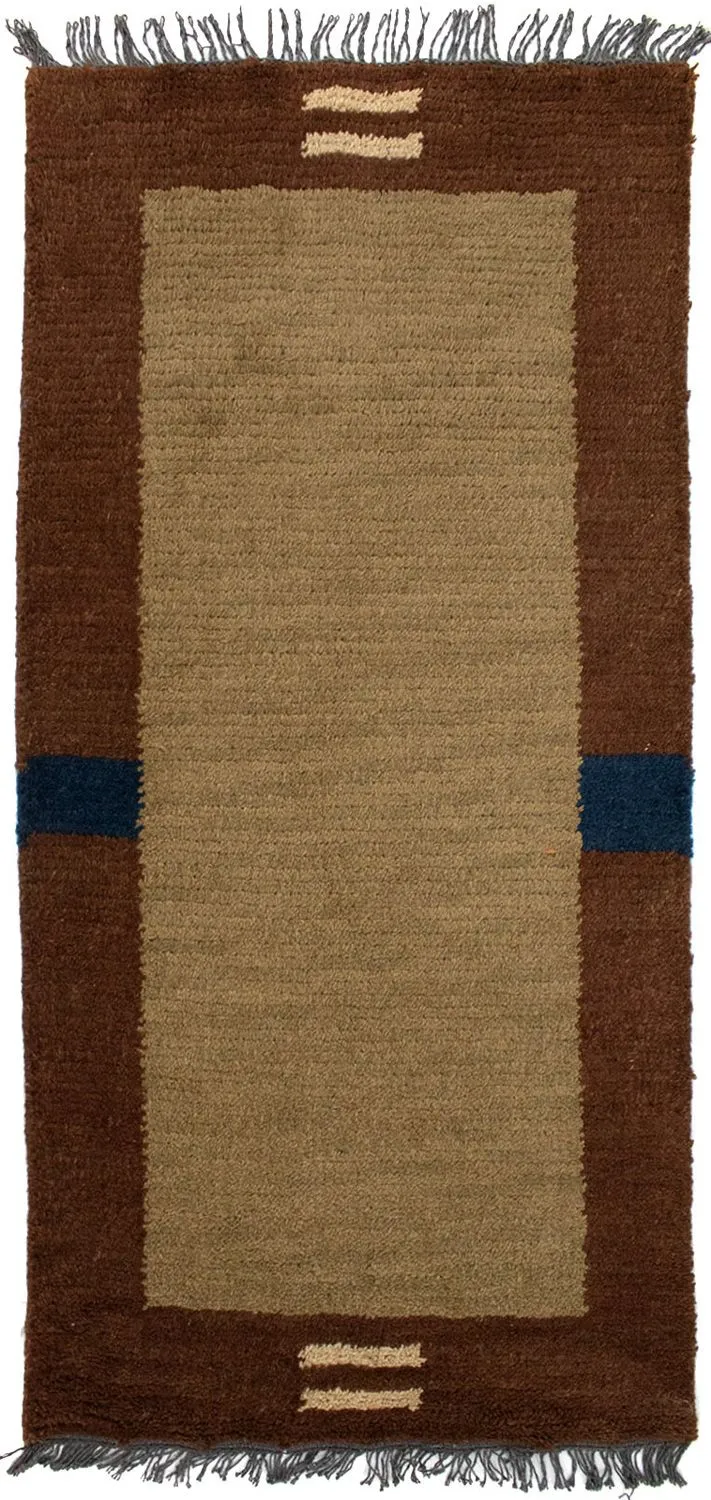 Nepal Teppich 70 x 140 cm - braun