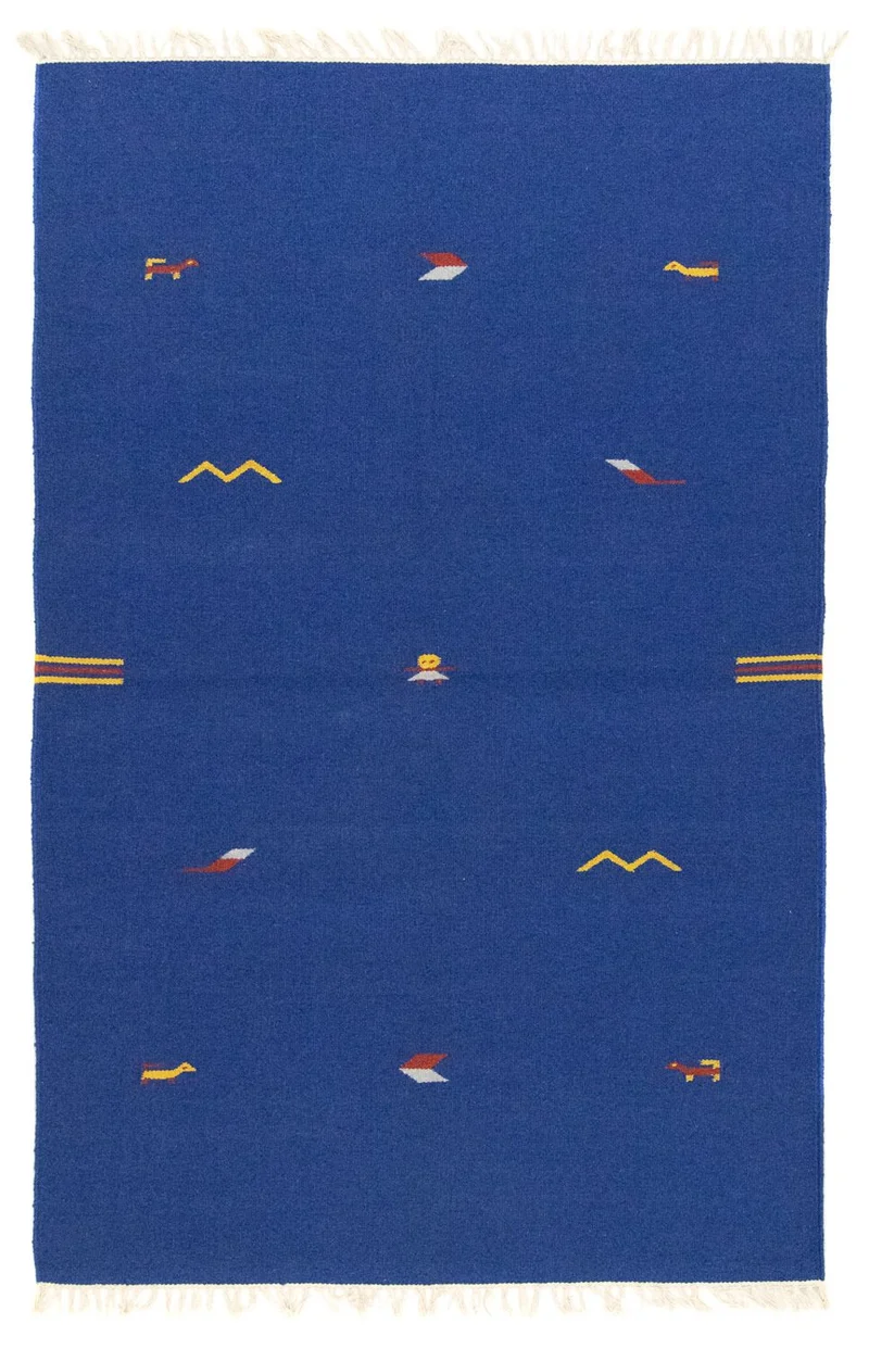 Kelim Modern Teppich 120x180cm - blau