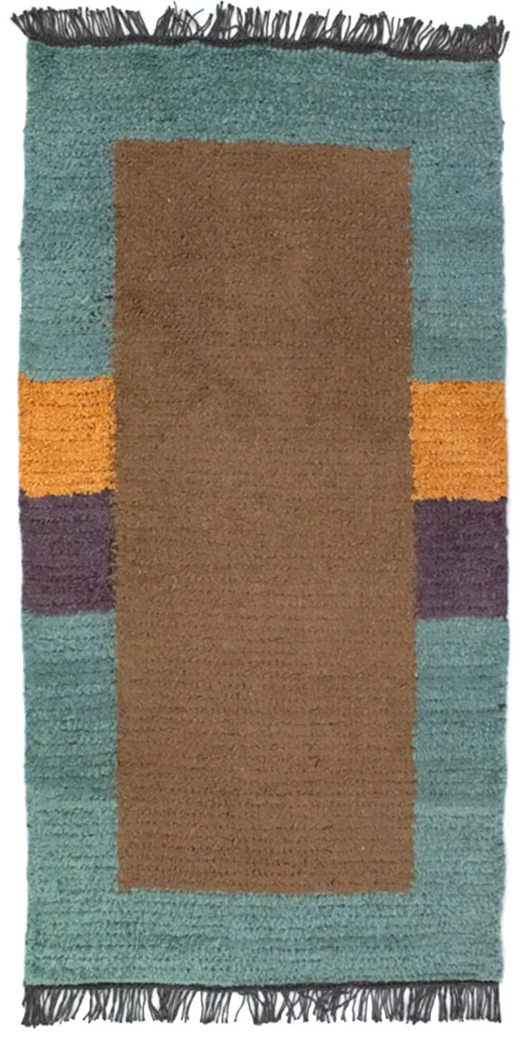 Nepal Teppich 70x140cm - Wollteppich - braun