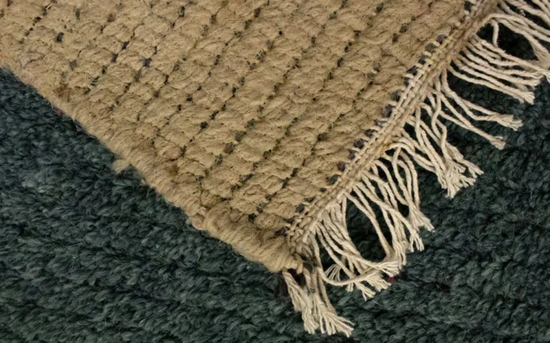 Nepal Teppich 70x140cm - Wollteppich - grau