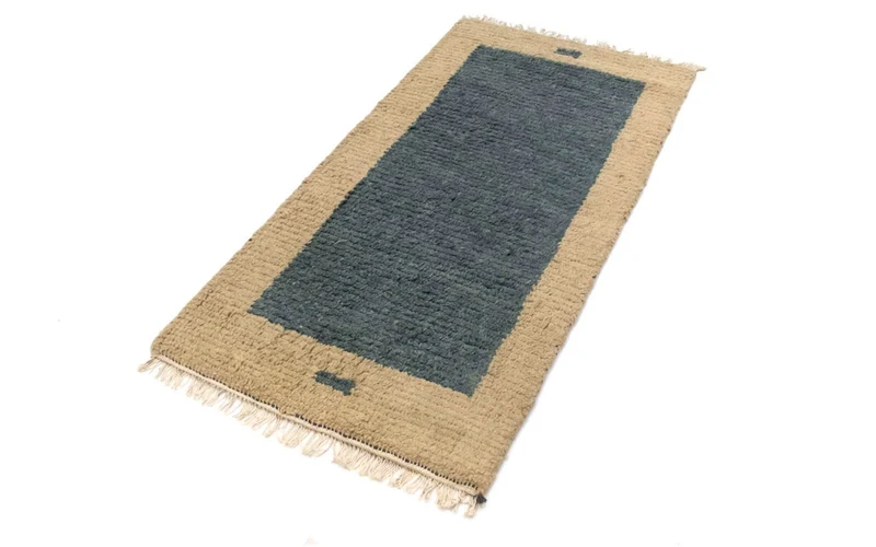 Nepal Teppich 70x140cm - Wollteppich - grau