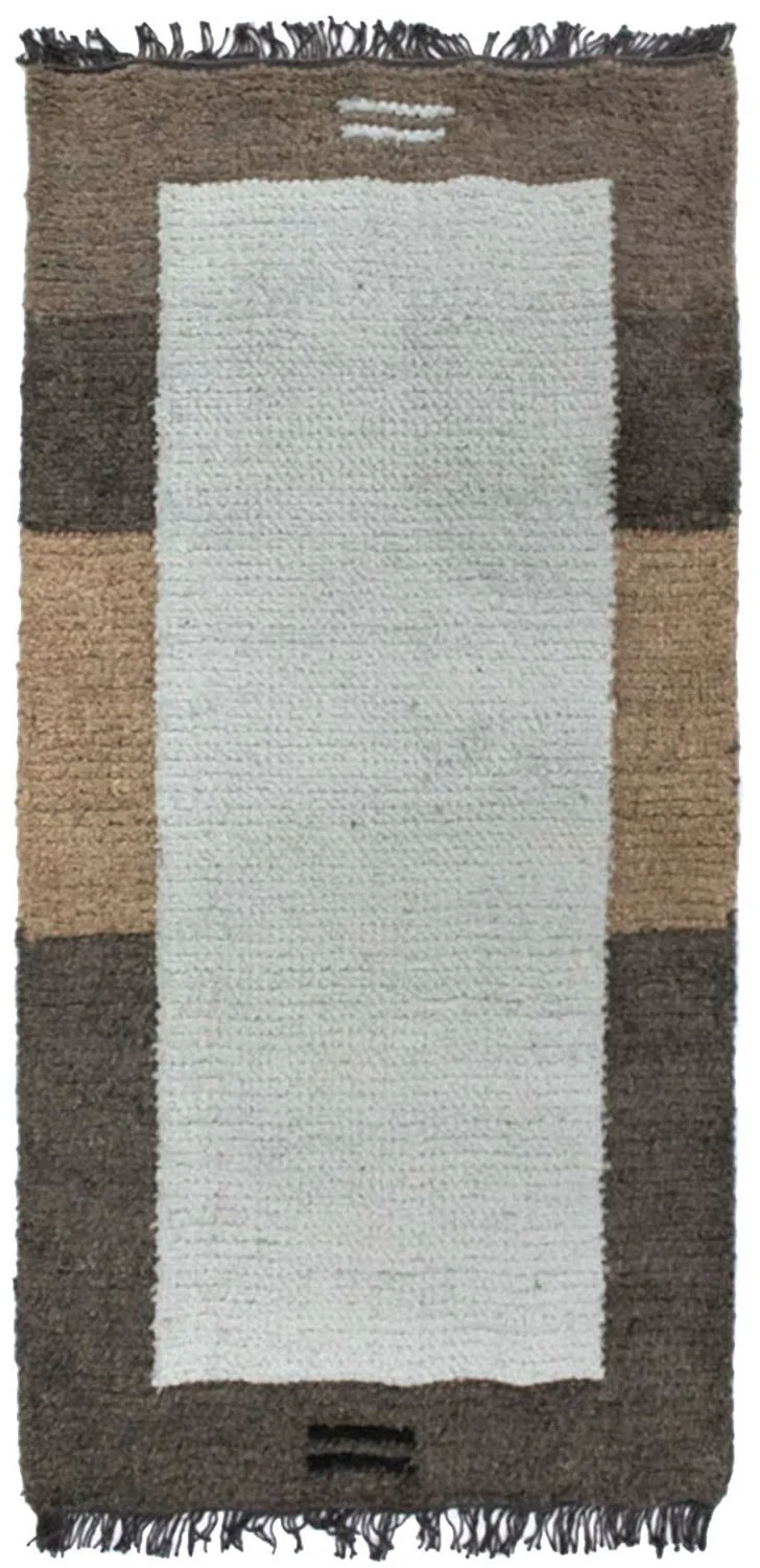 Nepal Teppich 70x140cm - Wollteppich - beige