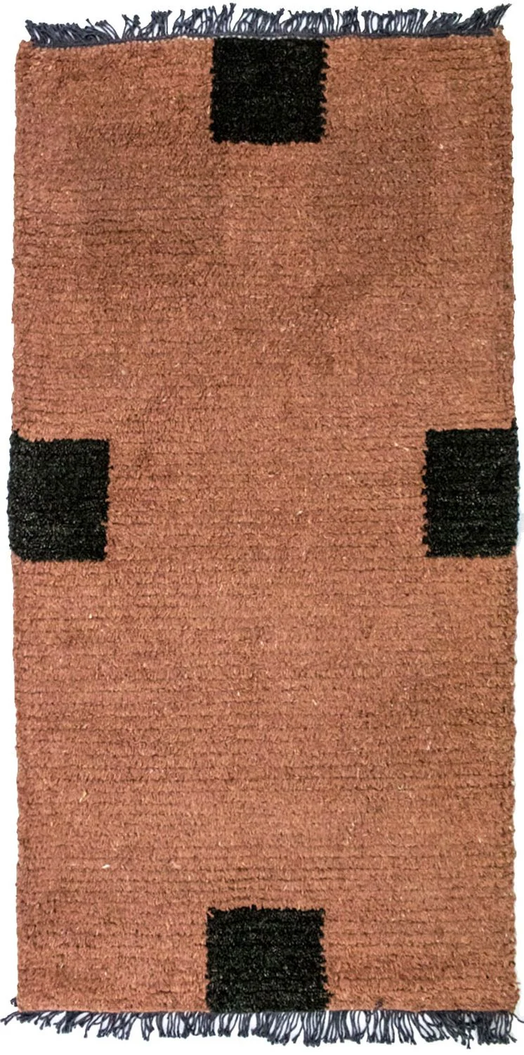 Nepal Teppich 70x140cm - Wollteppich - braun