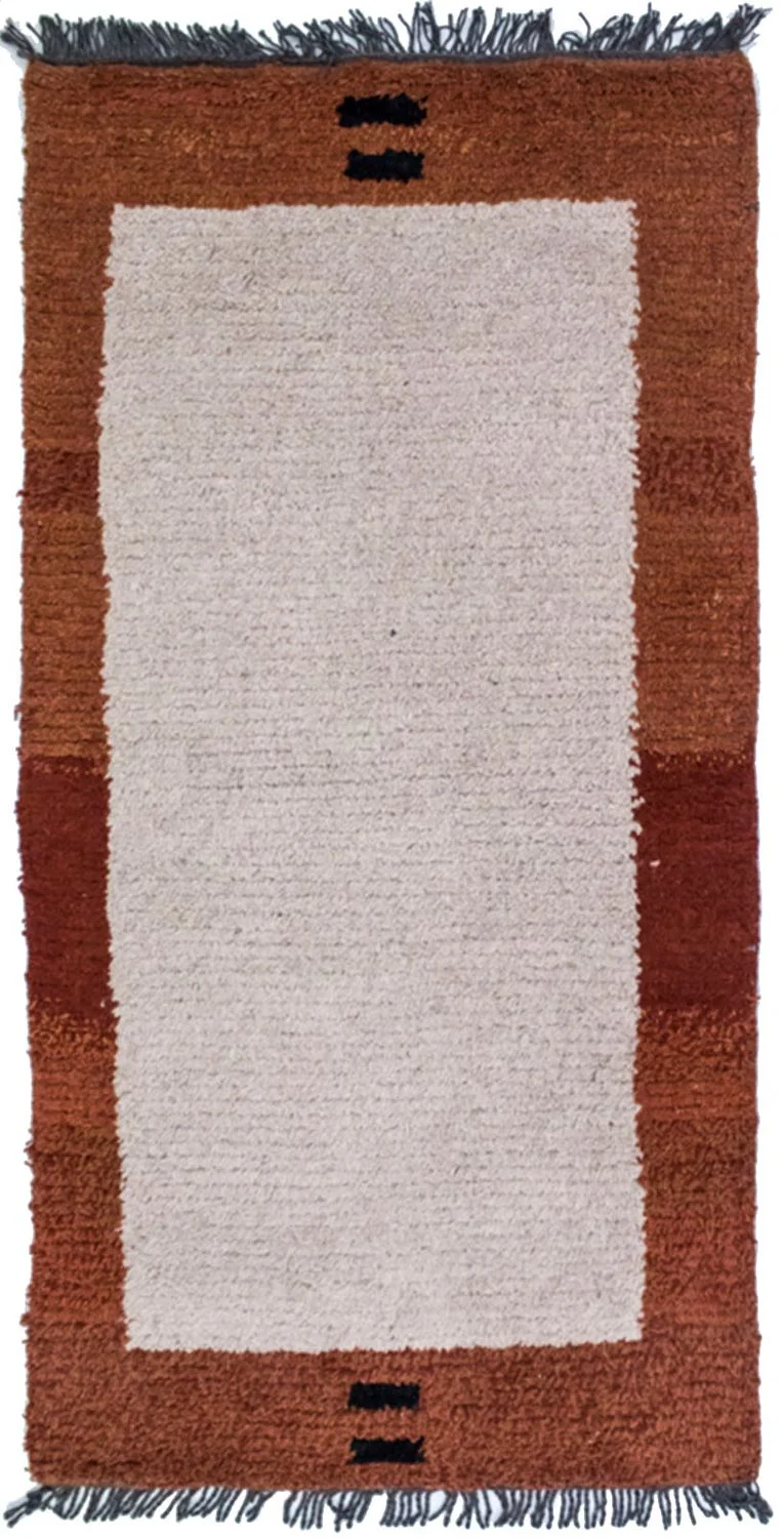 Nepal Teppich 70x140cm - Wollteppich - beige